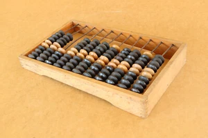 Antique Vintage Wooden Big Desk Abacus Counting Machine Frame Beads Mid Century - Picture 1 of 8