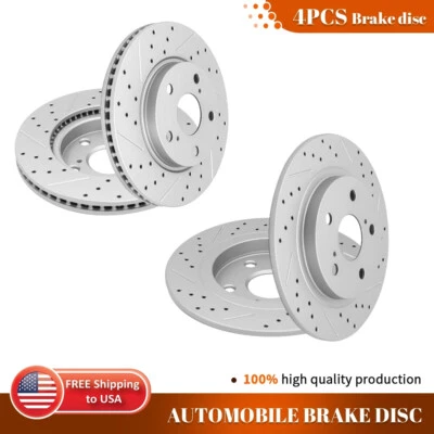 Front & Rear Disc Drilled Brake Rotors for 2008 2009 2010 2011 - 2015 Scion XB - Image 1 of 4