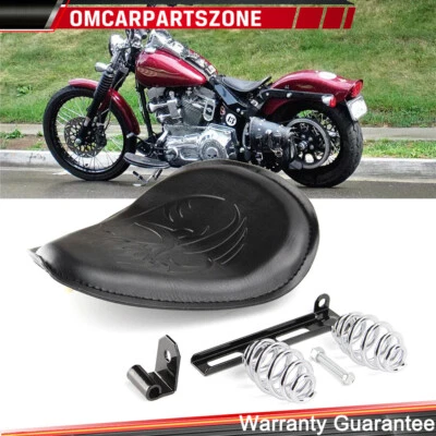Motorcycle Black Skull Spring Solo Seat For Honda Shadow Spirit ACE VT 1100 750 - Image 1 of 4