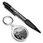 Pen & Keyring (Round) - BW - The Great Wall of China #35691