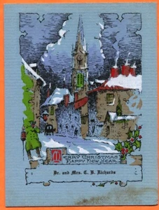 1928 Christmas Greeting Card Postmarked Waldo, Wis. C. B. Richards Family - Picture 1 of 4