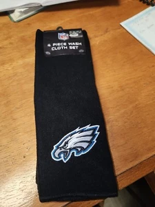 Philadelphia Eagles NFL Black 4-Piece Wash Cloth Set - New - Picture 1 of 2