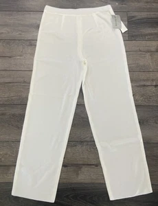 NWT Exclusively Misook Knit Pants Slim Leg Cream Size Medium Petite New - Picture 1 of 5