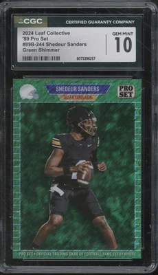 2024 Leaf Pro Set Green Shimmer Shedeur Sanders 6/7 RC Rookie Gem Mint CGC 10 - Image 1 of 2
