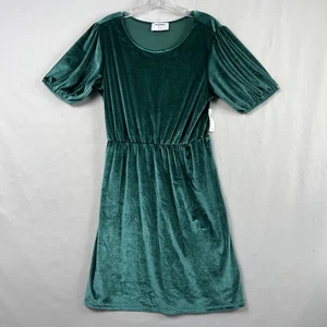 Old Navy Mädchen Velour Schimmer Ballonärmel Swing Kleid grün Gr. XXL (16) NEU - Bild 1 von 12
