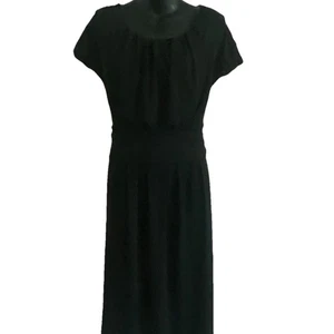 George Stretch Damen XL 16/18 einfarbig schwarz Blouson Lagenlook kleines schwarzes Kleid - Bild 1 von 10