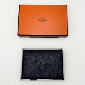 Hermès Calvi Double Card Holder – Black Epsom Leather – Made in France - Picture 1 of 12
