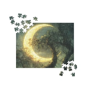 Crescent Moon Puzzle Mystical Forest Celestial Night Sky Nature Jigsaw Gift - Picture 1 of 7