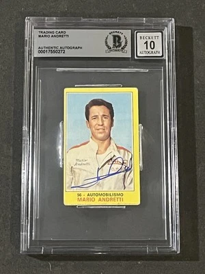 MARIO ANDRETTI 1970 PANINI CAMPIONI DELLO SPORT SIGNED AUTO CARD BAS GEM MINT 10 - Image 1 of 2