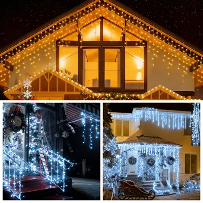 5/10/15m Traufe LED Lichterkette Dachrinne 8 Modi+Timer Außen für Weihnachten - Bild 1 von 4