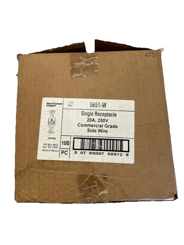 Pass & Seymour Legrand Single Receptacle 20a 250v Commercial Grade 10 EA 5851-w