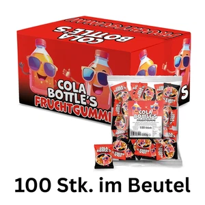 Karneval Kamelle Cola Flaschen – 100 einzeln verpackt, perfekt als Wurfmaterial - Bild 1 von 3