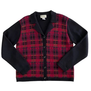 Rena Rowan for Saville Womens VTG 80s Plaid Cardigan Sweater Preppy Twee Size M - Picture 1 of 7