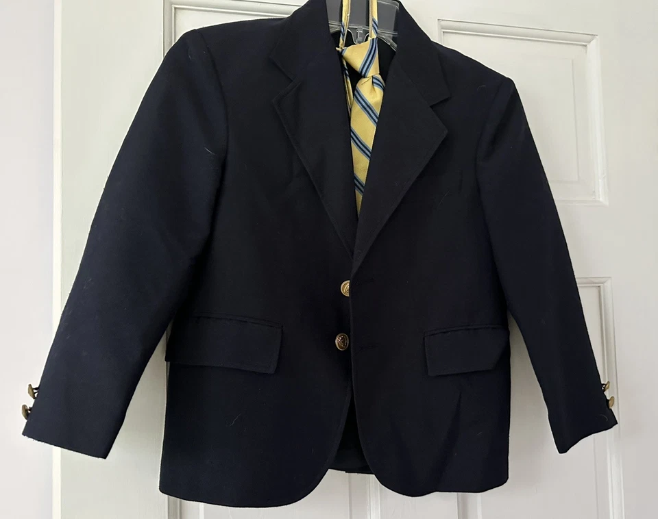 Rugged Bear boys size 8 navy blue blazer with Club Room tie - Image 1 of 4