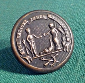 "The Nation To Her Defenders" Antique WW-I Brass Uniform Button Superior Quality - Picture 1 of 3