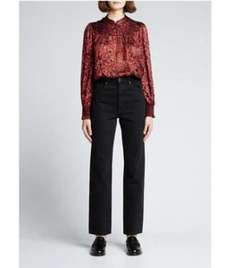 Alice + Olivia Serena Velvet Burnout Mandarin Blouse Sz M - Picture 1 of 11