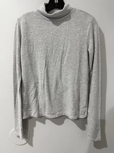 Alo Yoga Embrace Langarm Rollkragen Crossover Taubengrau Meliert Top S - Bild 1 von 5