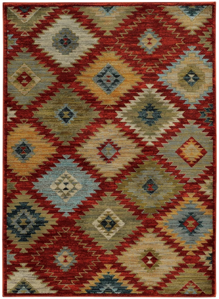 10x13 Red All-Over Diamond Ridges Area Rug Sphinx 5936D - Aprx 9' 10" x 12' 10" - Image 1 of 1