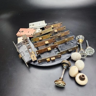 Antique Door Hardware Locks Knobs Vintage Brass Set See Photos 🏡🔑 - Image 1 of 4