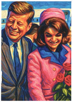 JOHN F KENNEDY & JACKIE * ACEO personalizado * Novidade * PRESIDENTE * Cartão de arte * ATC - Imagem 1 de 2