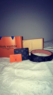 Louis Vuitton Gürtel und Geldbeutel Leder Schwarz Herren Vintage Selten - Bild 1 von 3