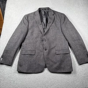 Vintage Lauren Ralph Lauren Woll Blazer Sport Mantel Herren 46 R Grau Fischgrät Macys - Bild 1 von 17