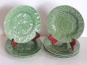 8 Fruit Portugal Green Majolica Pinheiro Bordallo 7 3/4" Plate Andrea Sadek - Picture 1 of 10