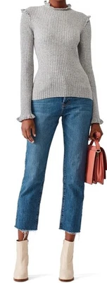 Suéter DEREK LAM 10 CROSBY Acanalado Volantes $395 Gris Calce Estilo Sexy Suéter L Foto 1 de 4