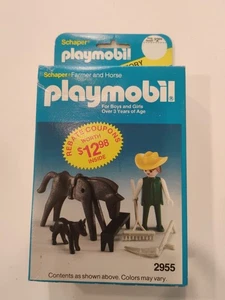 Neu im Karton Vintage Playmobil 80er Set Bauer & Pferd mit Zubehör #2955 - Bild 1 von 2