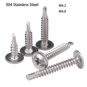 Large flat Head  Drill Tail Self Tapping Screw ISO 15483 304 Stainless Steel - Picture 1 of 6