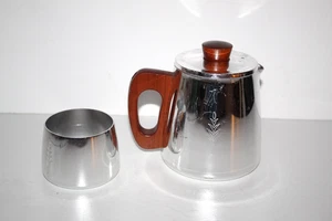 SONA Chrom Aluminium Kaffee-/Teekanne Teakholz Griff & Zuckerdose Set - Bild 1 von 12