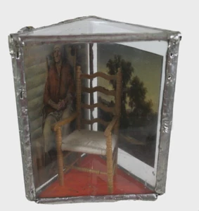 Decorative Small Chair in Glass Display Cabinet w/Side Images by Nancy Willard - Picture 1 of 5