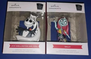 Hallmark Nightmare Before Christmas 2 Ornaments-Jack Skellington & Zero + Sally - Picture 1 of 13