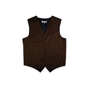 Neu Herren Smoking Weste Weste vertikale Streifen nur Abschlussball Hochzeit Party braun - Bild 1 von 2