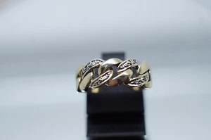 Anillo, anillo de mujer, aspecto de eslabón, oro amarillo de 14 quilates, brillantes, diamantes, años 85 - Imagen 1 de 4