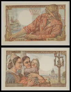 FRANCE 20 FRANCS 1948  Banknote Paper Money   - Fisherman  - Circulated - Picture 1 of 3