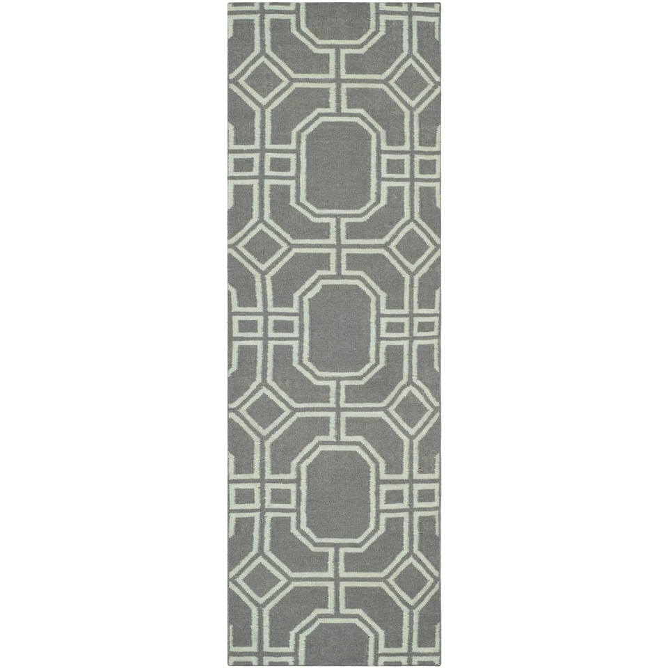 Safavieh Flat weave Wool Grey/ Light Blue 2' 6' x 8' Runner - Image 1 of 1