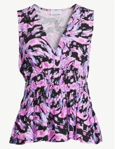 Sofia Jeans by Sofia Vergara Women's Smocked Peplum Top Purple Medium (8-10) New - Picture 1 of 5