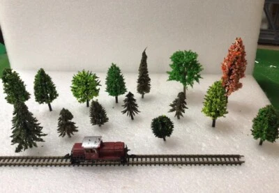 Z Scale   Set Of 15 Trees ,  Multi Sizes  Forest , Scenery. Model Railway KDX25F - Image 1 of 4