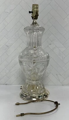 Vintage Antique Cut Etched Crystal Decorative Beautiful Tall Lamp 25" - Image 1 of 4