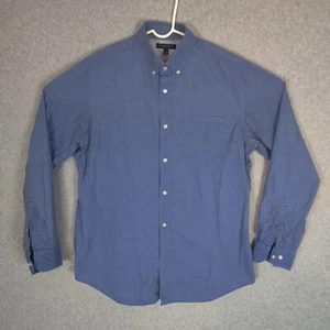 Banana Republic Hombres Botones Grande Manga Larga Azul Sólido Suave Lavado - Imagen 1 de 10