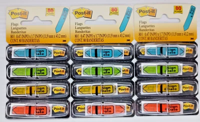 240 Post-it Sign & Date Flags Page Markers 684-SD 3 Packs Sticky Tabs - Image 1 of 4