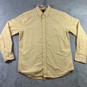 GAP Shirt Men Large Yellow Checkered Button Up Long Sleeve Pocket Casual Adult - Picture 1 of 14