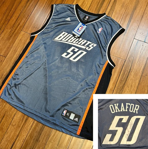 ADIDAS NBA CHARLOTTE BOBCATS EMEKA OKAFOR Blue JERSEY Rare SIZE XL Signed Auto Cover