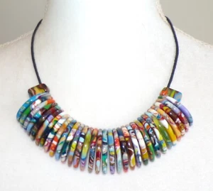 Sobral Magazine Elle Pollock Multi Hued Half Moon Bead Artist Made Necklace - Picture 1 of 6