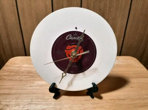The Beatles HELP battery operated upcycled 7" white clock w/stand! RARE!!! - Picture 1 of 1