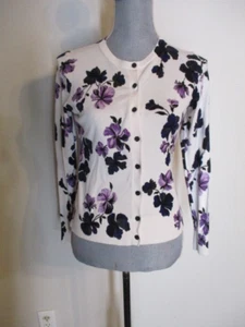 Ann Taylor FAB! Floral 100% Cotton Cardigan Sweater in Multi w White Size XS - Picture 1 of 7
