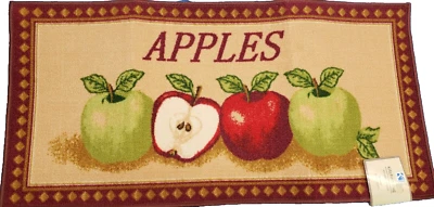 KASHI HOME Jumbo Printed Kitchen Rug/Runner (20"x40") RED & GREEN APPLES, rectangle, KH