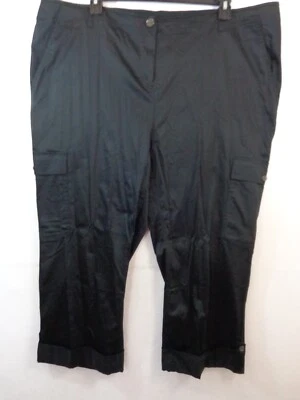 Liz Claiborne New York Pants Women's 26W Black Cropped Cargo Roll Tab Leg New - Image 1 of 4