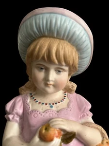 "Figura de niña bisque alemana vestido rosa victoriano decoración infantil 11,5"" '93" - Imagen 1 de 14